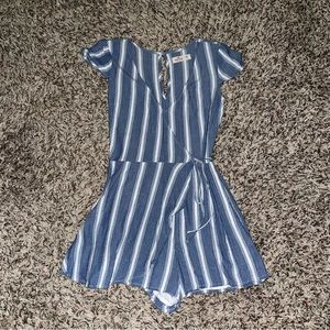 Hollister blue and white striped romper
